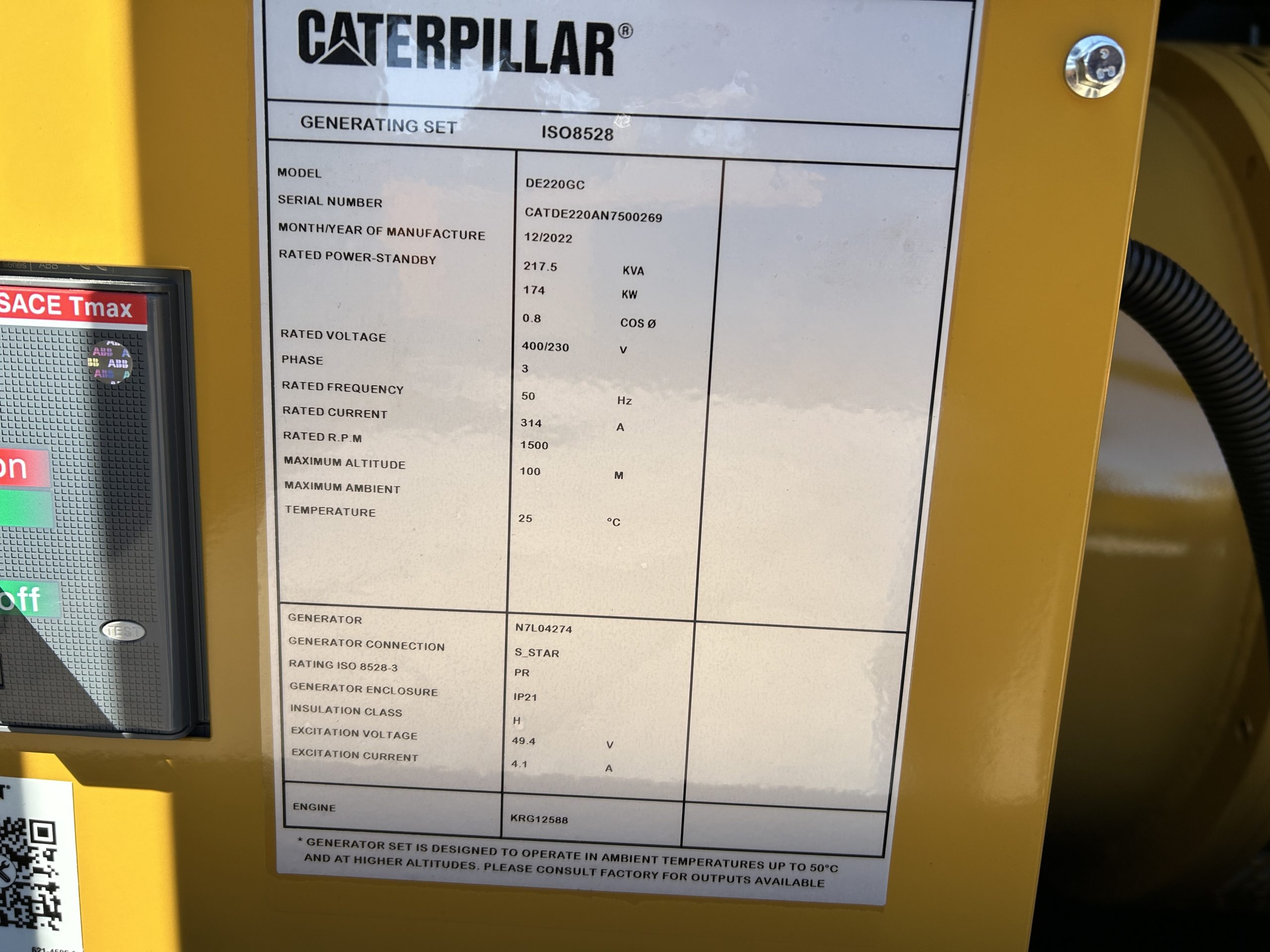 New Unused Caterpillar DE220 GC Generator
