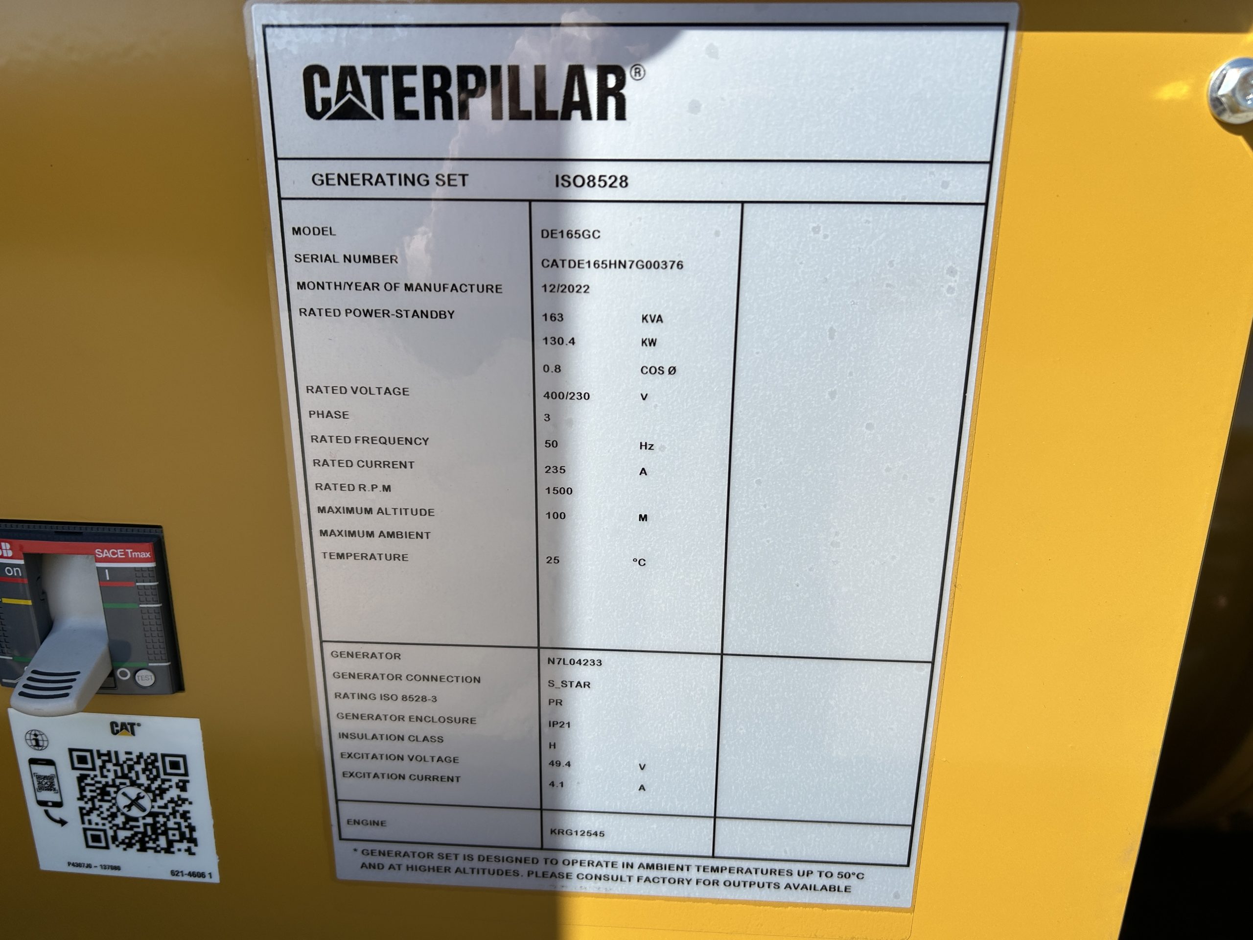 New Unused Caterpillar DE165 GC 165 KVA Generator