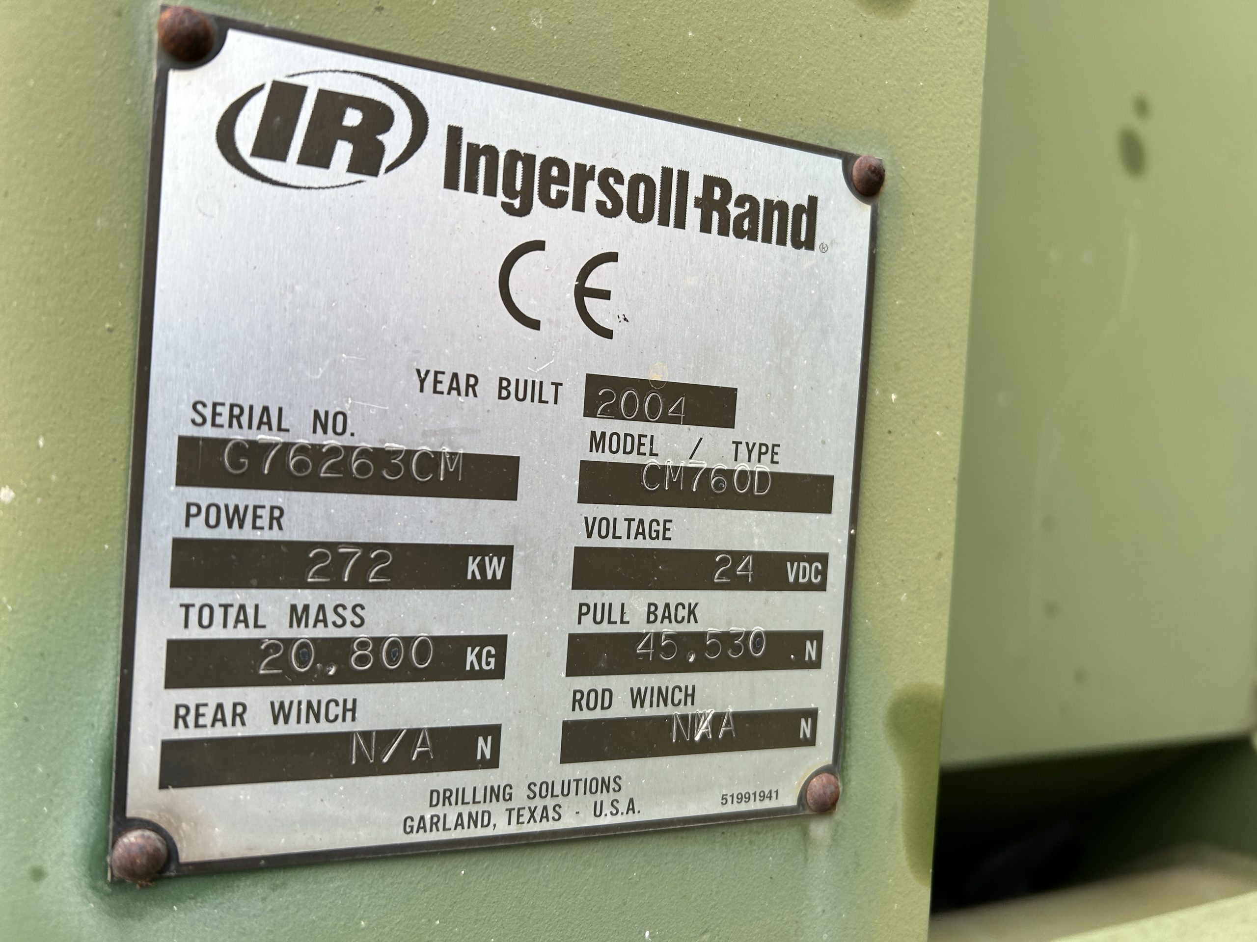 Ingersoll Rand CM 760D Drilling Rig (44 Hours only)