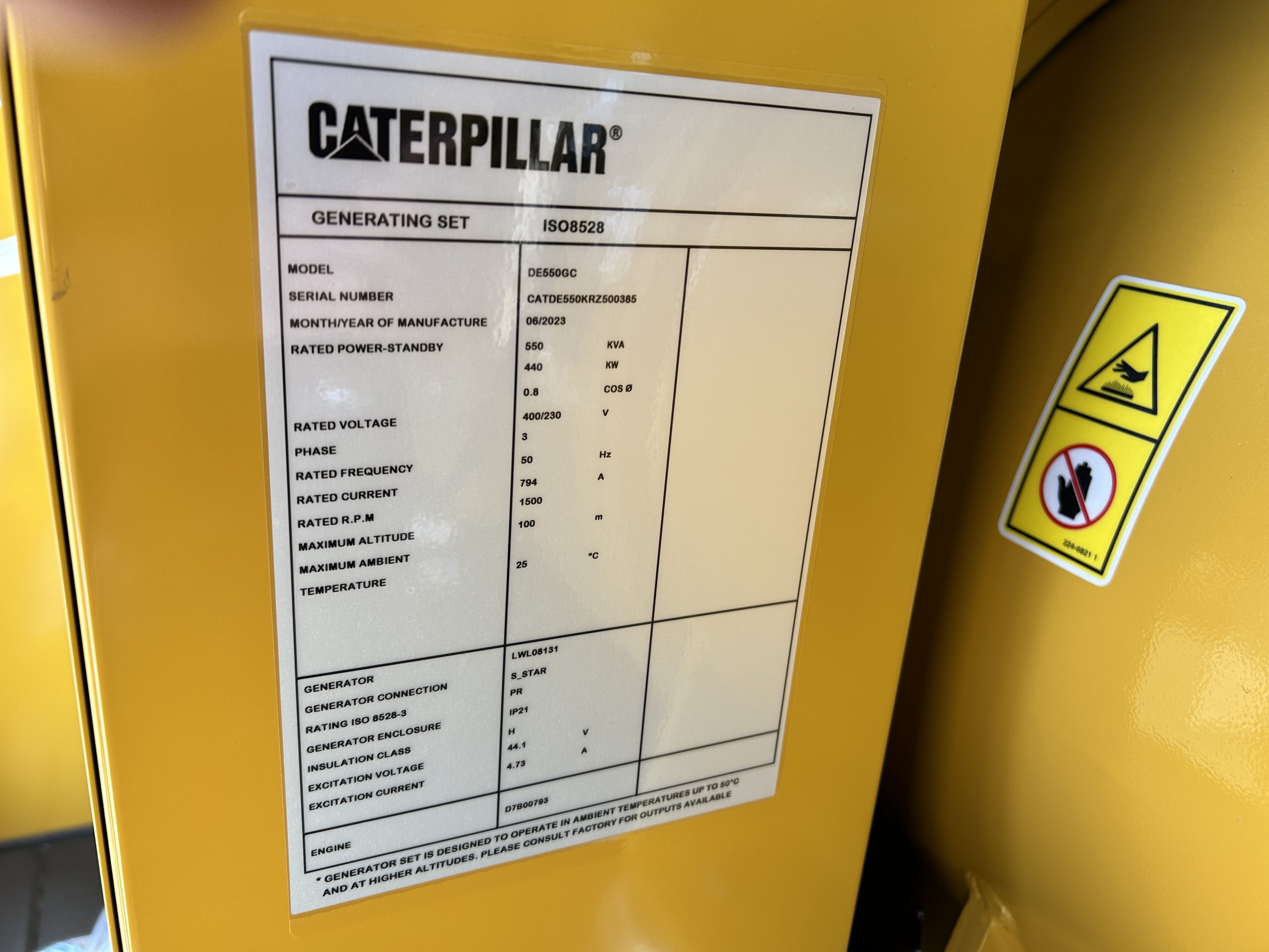 New Unused Caterpillar DE550 GC Generator