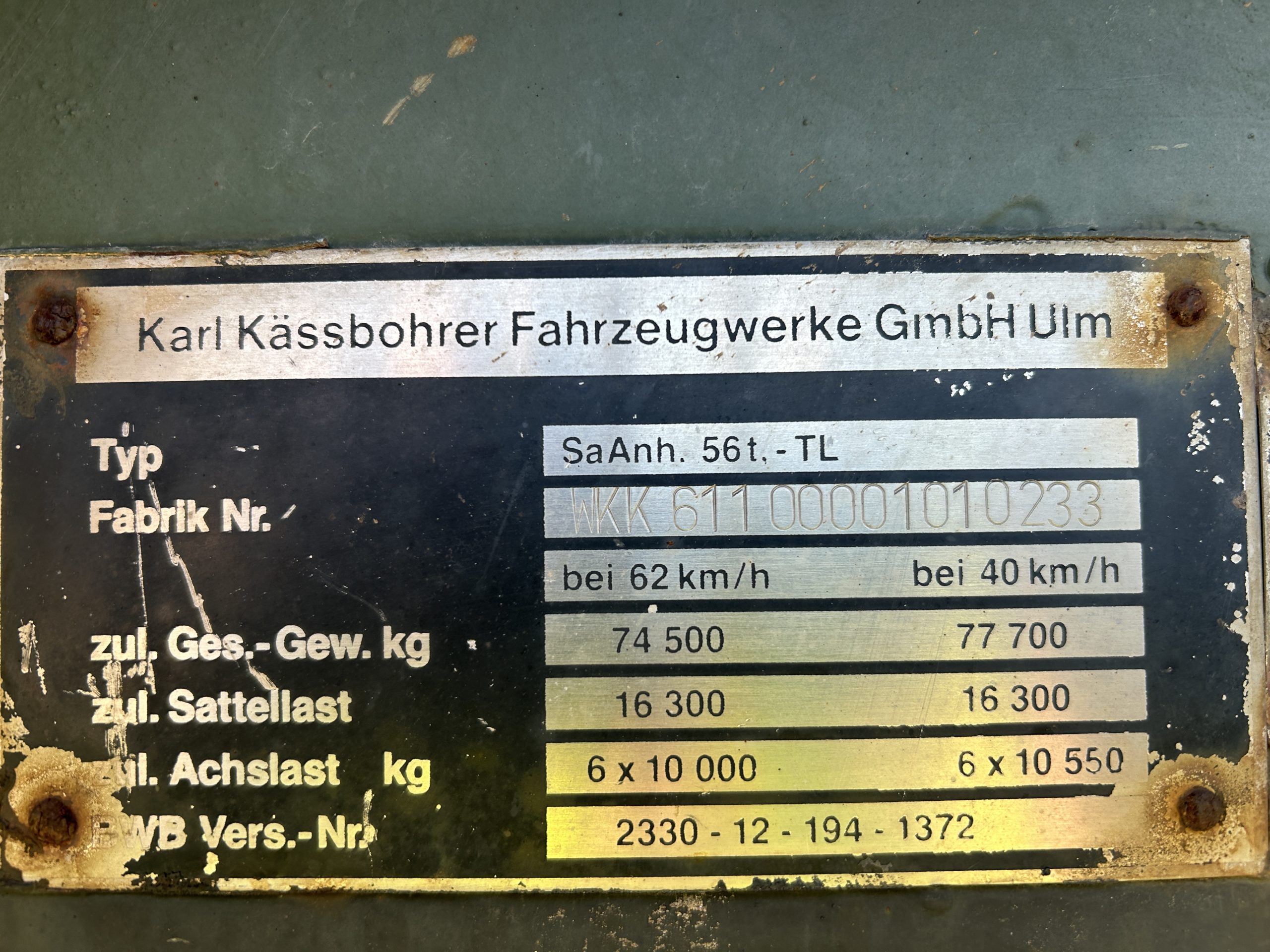 Kassbohrer 56T 6 Axle Semi Trailer