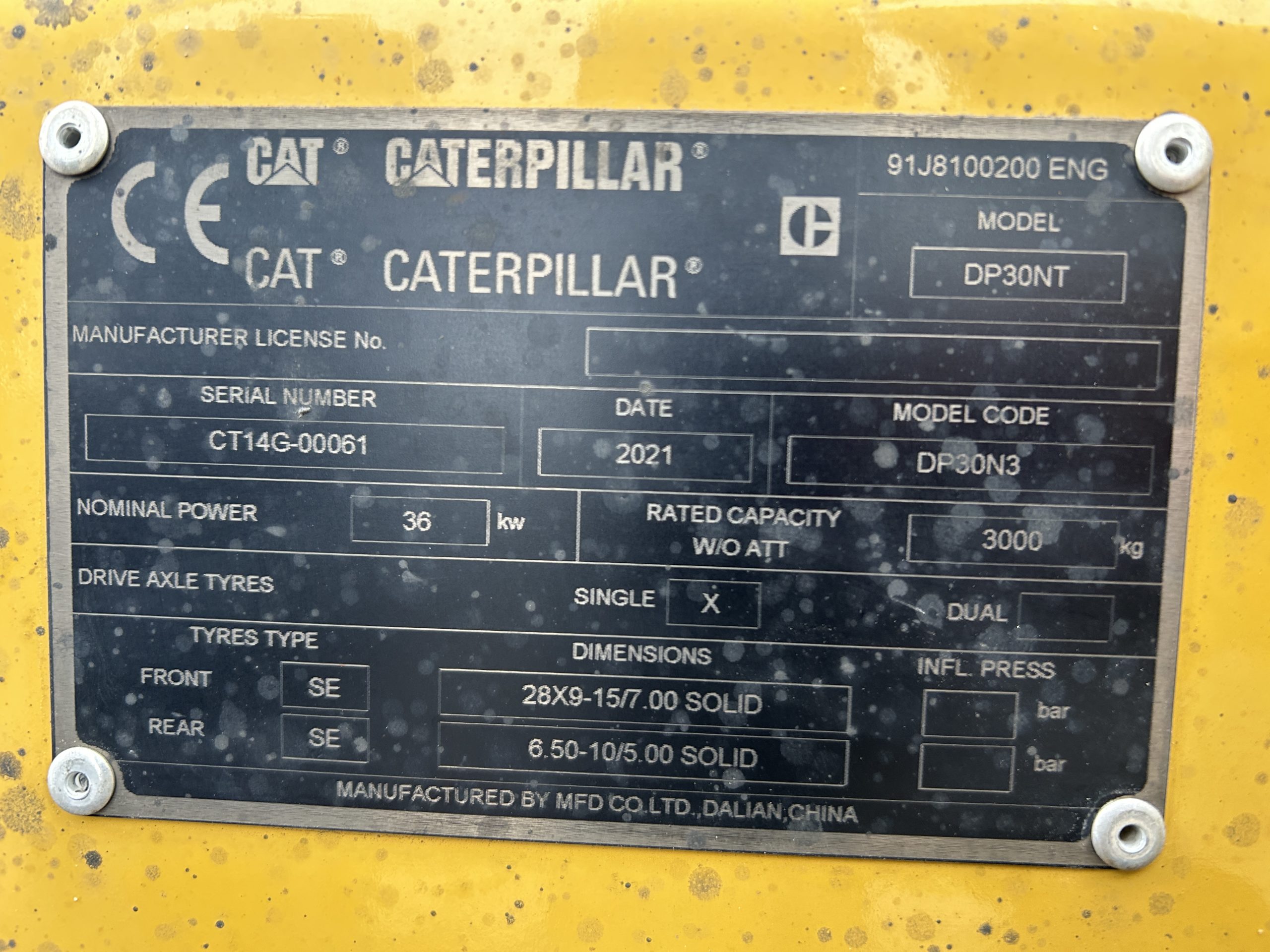 Caterpillar DP30NT 3 Ton Forklift 2021