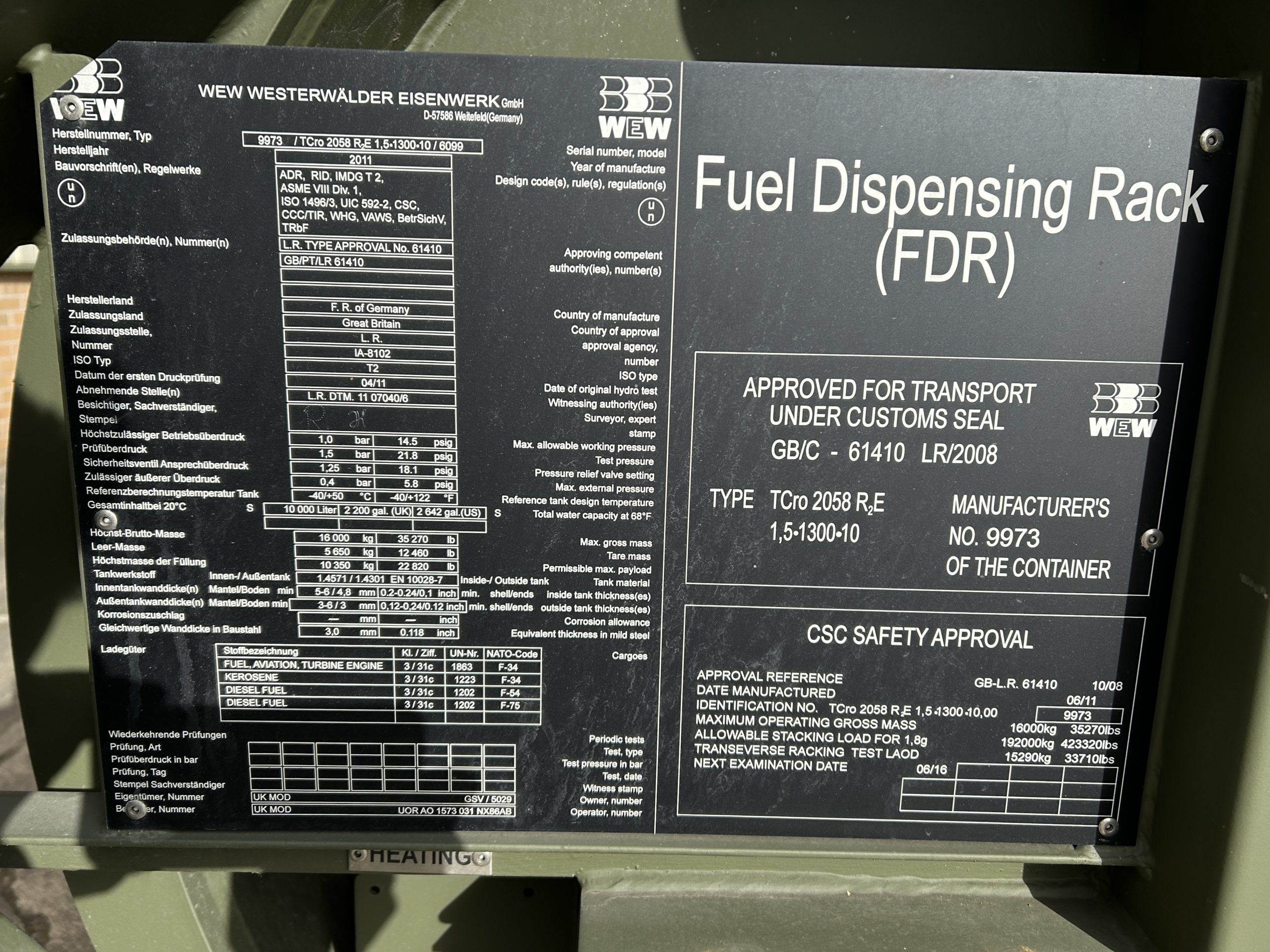 Drops 20FT 10,000 Litre Fuel Dispensing Rack