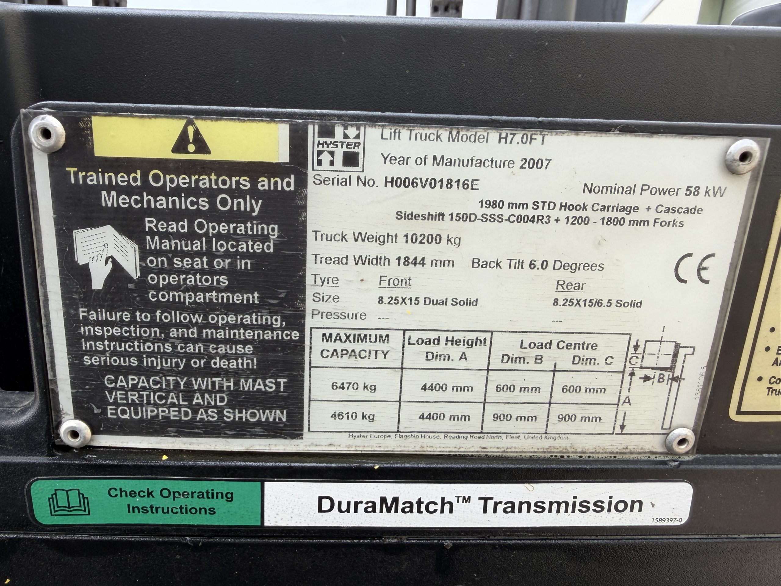 Hyster H7.0FT Diesel Forklift