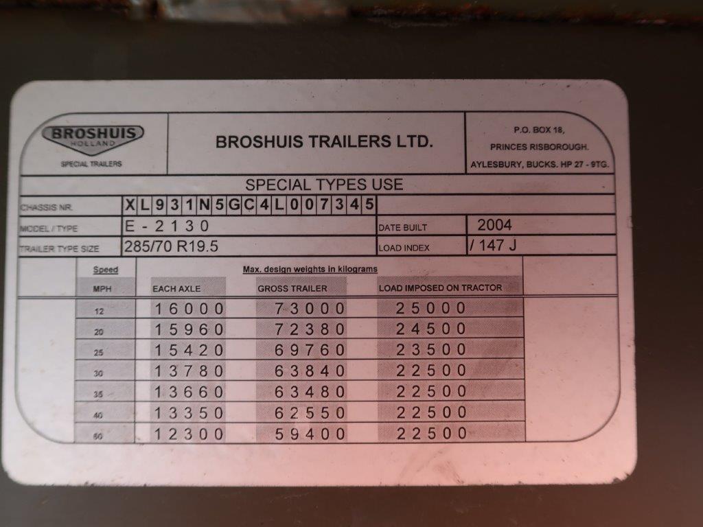 Broshuis E2130 Tri Axle Step Frame Low Loader Trailer